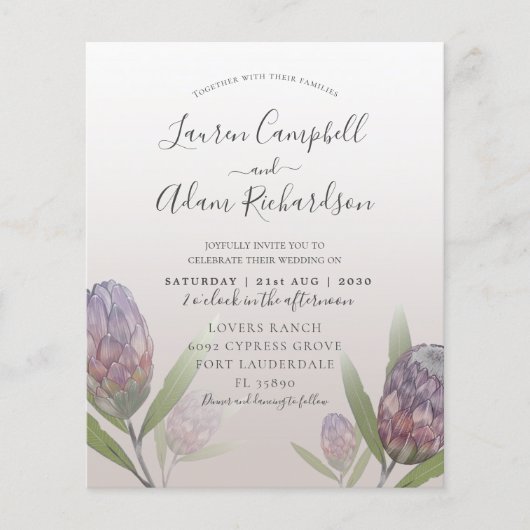 Begroting Moderne uitnodiging voor Paarse bruiloft (Voorkant)