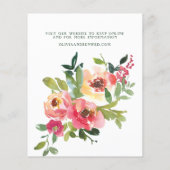 Begroting Moderne Waterverf Rode Roze Floral Weddi (Achterkant)