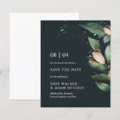 Begroting Moody Blue Gold Botanical Save the Date (Voorkant / Achterkant)
