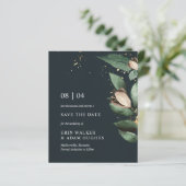 Begroting Moody Blue Gold Botanical Save the Date (Staand voorkant)
