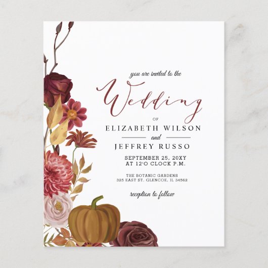 Begroting najaar Herfst Pumpkin Wedding Invitartio (Voorkant)