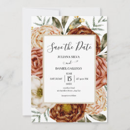 Begroting Neutral Boho terracotta Save the Date Kaart