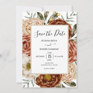 Begroting Neutral Boho terracotta Save the Date Kaart