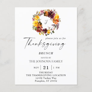 Begroting Oranje en Gele Floral Thanksgiving Wreat Flyer
