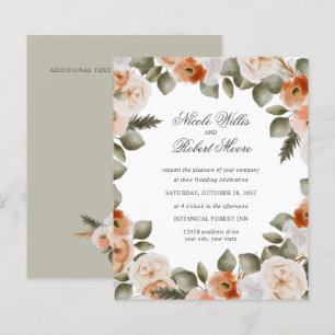 Begroting Oranje Ivory Sage green floral Wedding