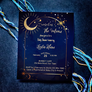 Begroting over de moonsternacht Baby shower invi