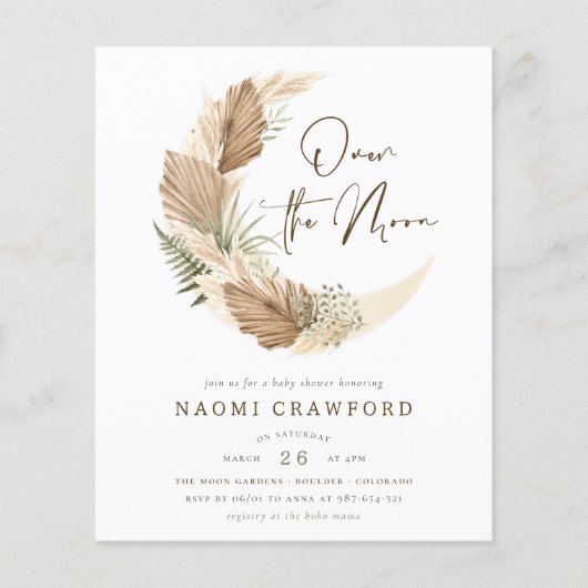 Begroting over het Baby shower van Moon Boho Palm  (Voorkant)