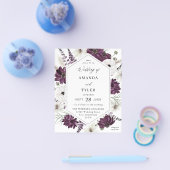 Begroting Paarse en witte Floral bruiloft Flyer (Enkel)