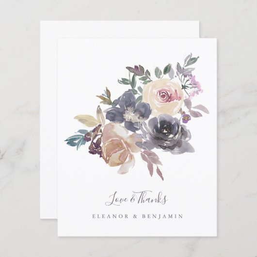 Begroting Paarse Floral Waterverf Weddenschap Hart (Voorkant / Achterkant)