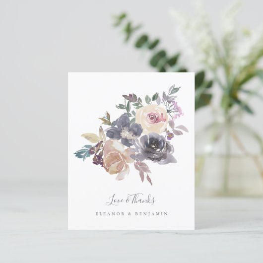 Begroting Paarse Floral Waterverf Weddenschap Hart (Staand voorkant)