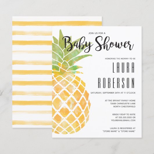 Begroting Pananas Waterverf Baby shower (Voorkant / Achterkant)