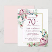 Begroting Pink Floral 70e verjaardag uitnodiging (Voorkant / Achterkant)