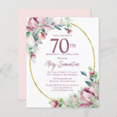 Begroting Pink Floral 70e verjaardag uitnodiging (Voorkant / Achterkant)