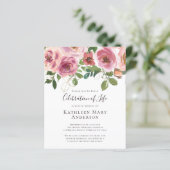 Begroting Pink Floral Celebration of Life Invitati (Staand voorkant)