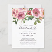 Begroting Pink Floral Celebration of Life Invitati (Voorkant)