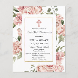 Begroting Pink Floral Eerste Heilige Communauteit Flyer