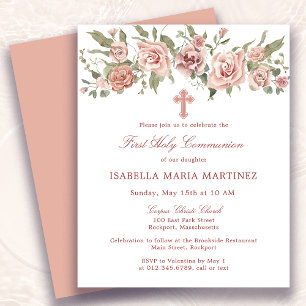 Begroting Pink Floral Eerste Heilige Communauteit Flyer