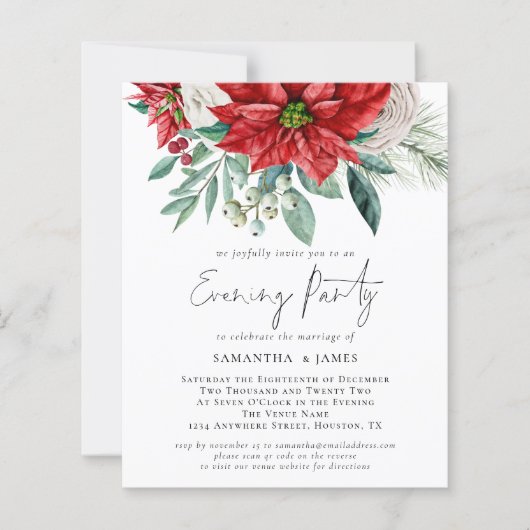Begroting Poinsettia QR Code Weddenschap Avondpart (Voorkant)