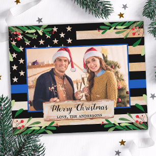 Begroting Politie Thin Blue Line USA Vlag Kerstmis