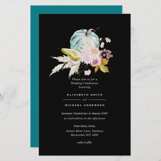 BEGROTING Pompoen HERFST Dankdag Trouw Uitnodiging (Voorkant / Achterkant)