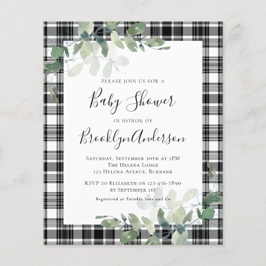 Begroting Pset Eucalyptus Baby shower Invitation (Voorkant)