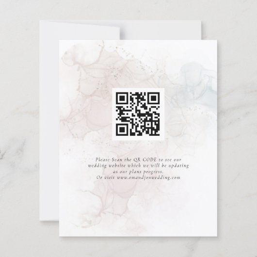 Begroting QR Floral Waterverf Wedding Save the Dat (Achterkant)