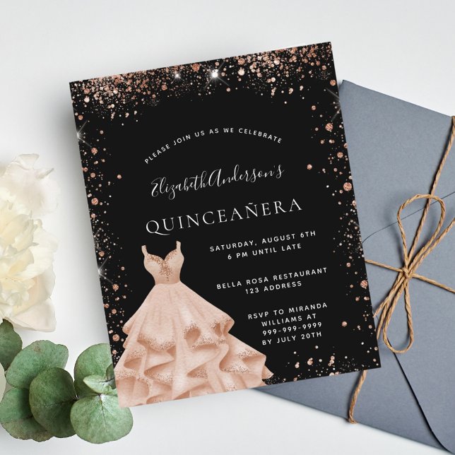 Begroting Quinceanera Black roos goudglitter (Creator heeft geüpload)