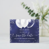 Begroting Quinceanera marvy blue white save date (Staand voorkant)