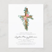 Begroting Religieuze Roze Floral Cross First Commu (Voorkant)
