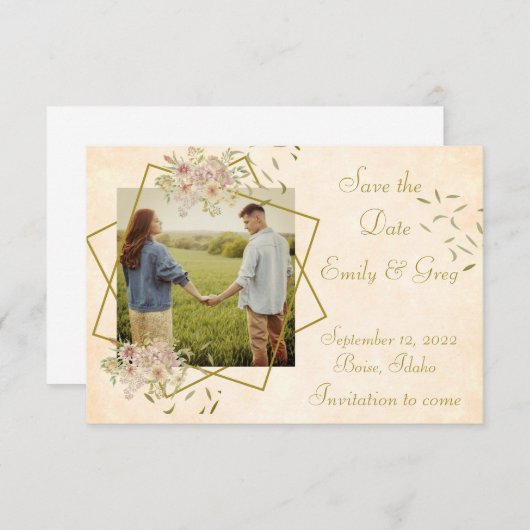 Begroting Romantic country style save the date Kaart (Voorkant / Achterkant)