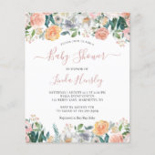 Begroting Roos Floral Baby shower uitnodiging (Voorkant)