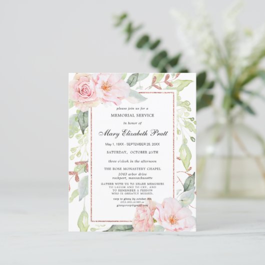 Begroting Roos - Uitnodiging tot herdenking (Staand voorkant)