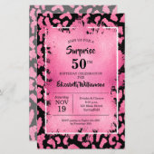 Begroting Roze Black Leopard Birthday-uitnodiginge (Voorkant / Achterkant)
