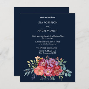 Begroting Roze en Plum Tropical Floral Navy 2 Wedd