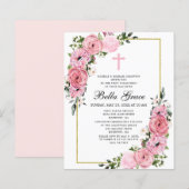 Begroting Roze Floral Eerste uitnodiging van de Ge (Voorkant / Achterkant)