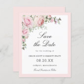 Begroting roze witte Floral Weddenschap sparen de  (Voorkant / Achterkant)