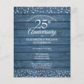 Begroting Rustic 25th Jubileum Hearts Invitation (Voorkant)