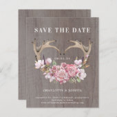 Begroting Rustic Boho Floral Antlers bespaart datu (Voorkant / Achterkant)