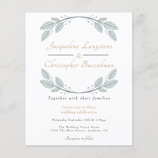 Begroting Rustic Eucalyptus Wedding Invitations Flyer (Voorkant)