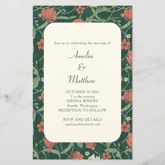 Begroting Rustic Green Floral Wedding Invitation (Voorkant)