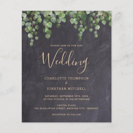 Begroting Rustic Greenery Leaves Wedding Invitatio (Voorkant)