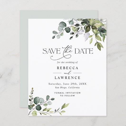 Begroting Rustic Greenery Wedding Save the Date (Voorkant / Achterkant)