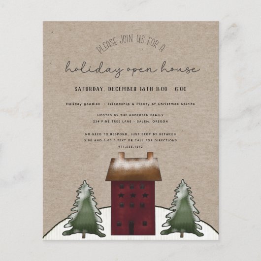 Begroting Rustic Holiday Open House Flyer (Voorkant)