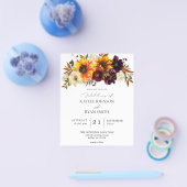 Begroting Rustic Sunflower & Burgundy Floral Weddi Flyer (Enkel)