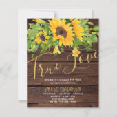 Begroting Rustic Sunflower Wood Wedding Invitting (Voorkant)