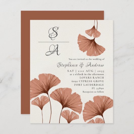 Begroting Rustic Terracotta Ginkgo lodeweddenschap (Voorkant / Achterkant)