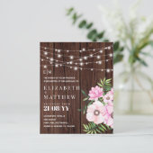 Begroting Rustic Wood Pink Flowers Wedding Invitae (Staand voorkant)