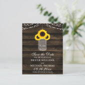 Begroting Rustige Sunflower Mason Jar Save the Dat (Staand voorkant)