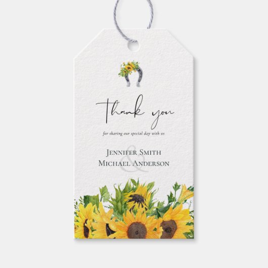 Begroting Rustige zonnebloemen Zuidelijke bruiloft Cadeaulabel (Voorkant)