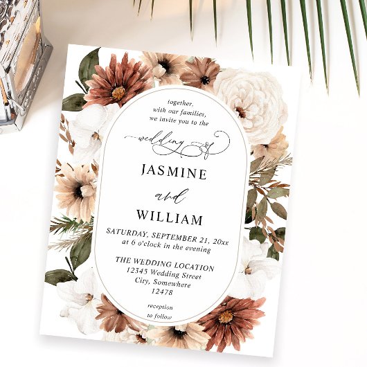 Begroting Rustisch Neutral Boho Floral Wedding Flyer